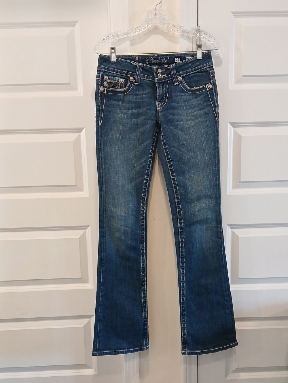 Miss Me Embellished Bootcut Low Rise Jeans Size 27